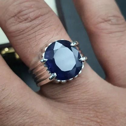 Mens Sapphire Ring Natural 8ct Sapphire Ring For Men Sapphire Sterling Silver - Heavenly Gems