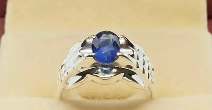 Natural Blue Sapphire Men's Ring - Sterling Silver 925 Men's Jewelry - Heavenly Gems