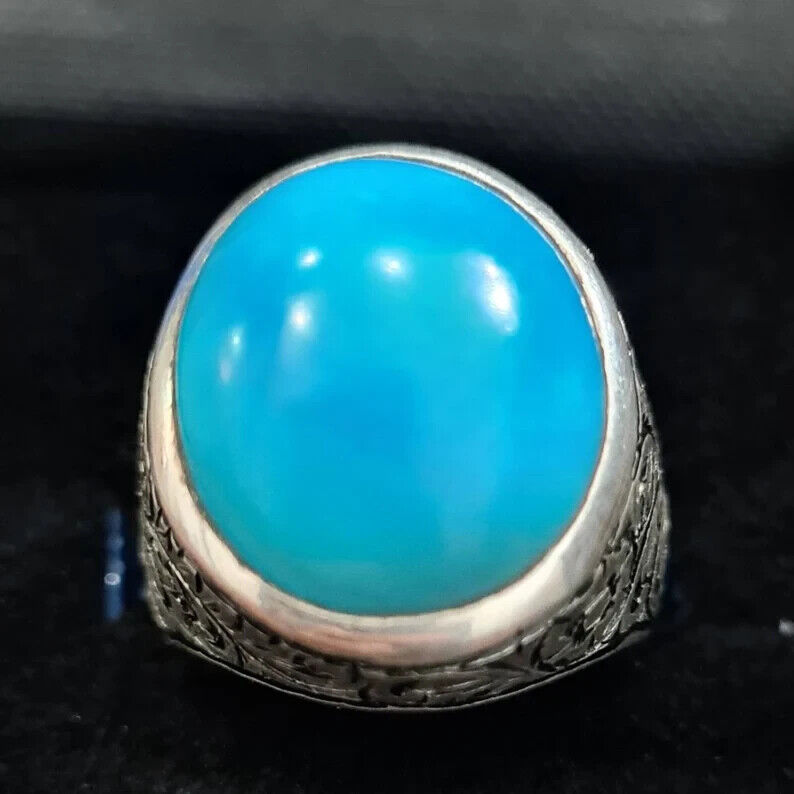 Natural Turquoise Ring Feroza rings Mens Feroza gemstone rings Neyshapuri Feroza - Heavenly Gems