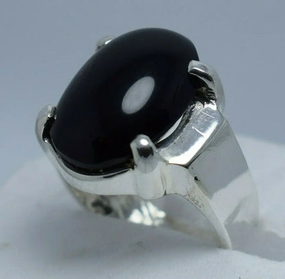 Black Red Yemeni Aqeeq Ring Akik Agate Aqiq Yamani Aqeeq Rings Men's Jewellery Sterling Silver 925 - Heavenly Gems