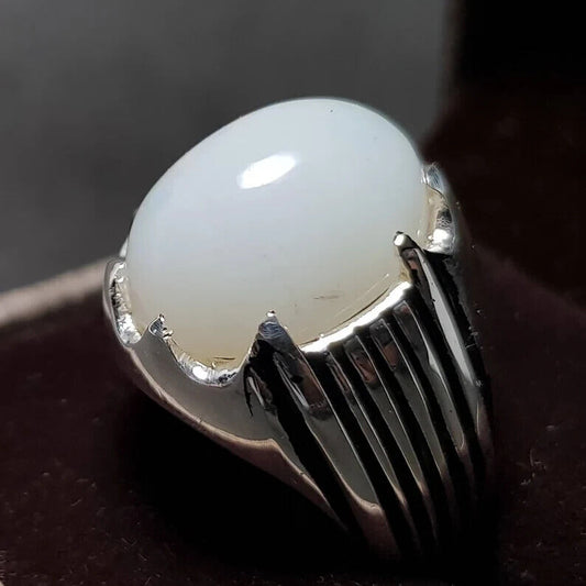 White Opal Ring Ethiopian Mens Opal stone ring Real Opal ring White Opal ring - Heavenly Gems