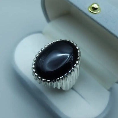 Real Yemeni Oval Cut Aqeeq Ring Kabadi Black Dark Deep Blood Red Aqeeq Ring Akik Ring  Premium 925 Sterling Silver - Heavenly Gems