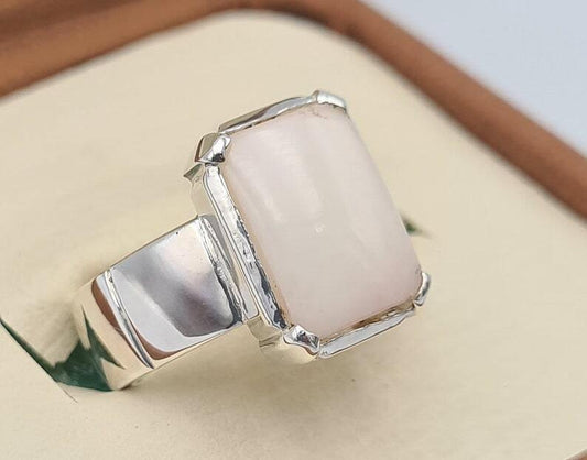 Opal Ring White Opal Stone Mens Opal Sterling Silver Handmade Ring Zodiac ring - Heavenly Gems
