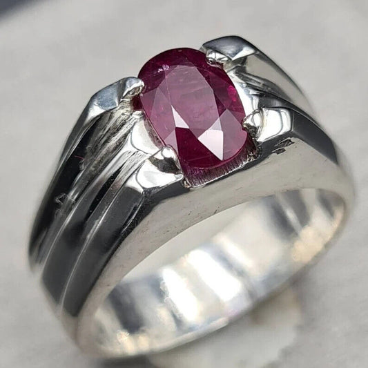 Unheated Kabuli Ruby ring Mens Yaqoot ring Real pigeon blood ruby rings for men - Heavenly Gems