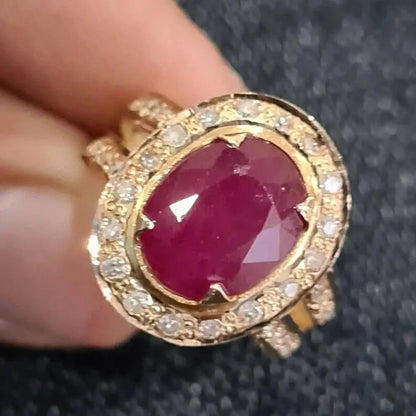 Unheated Untreated Ruby Ring Women Ring Wedding real Gold and Diamonds rings - Heavenly Gems