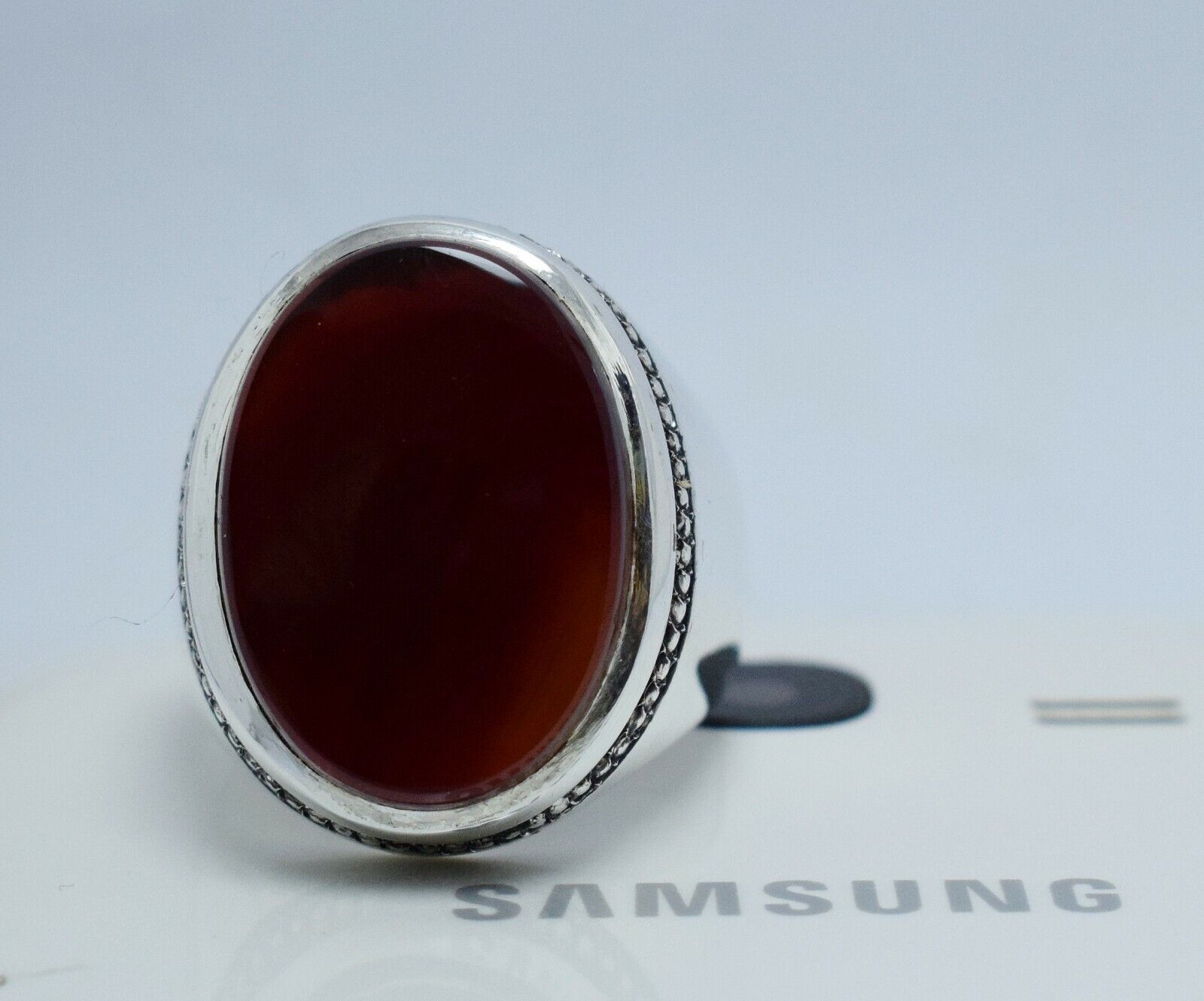 Natural Blood Red Aqeeq Bague Silver Rings Handmade Jewewllery Ring Mens Ring - Heavenly Gems