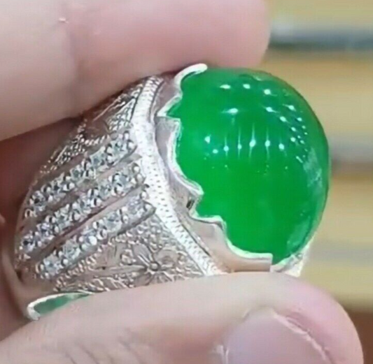 Premium Quality Royal Jadeite Ring Natural 100% Silver 925 Elegance unique ring - Heavenly Gems