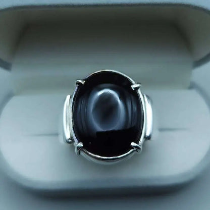 Real Yemeni Aqeeq Ring Kabadi Black Dark Deep Blood Red Aqeeq Ring Akik Ring men Sterling Silver 925 (Premium Quality) - Heavenly Gems