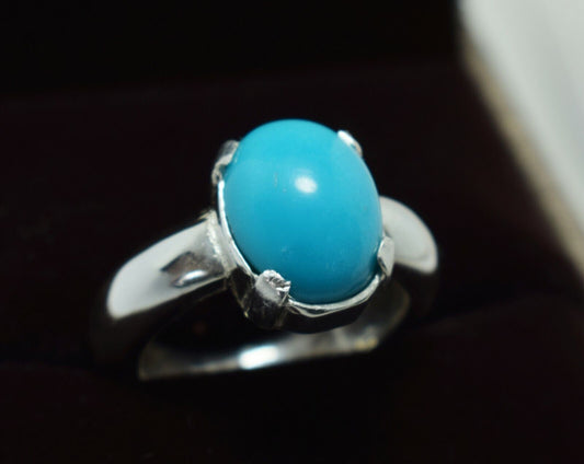Turquoise Ring Womens Real Gemstone Very Clean Feroza Jewelry Handcrafted Rings - Heavenly Gems