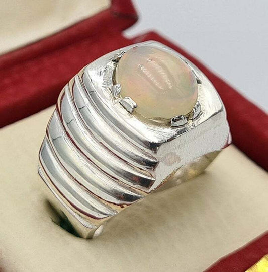 Mens Opal Ring Beautiful Natural Australian opal jewelry easter gifts mens ring - Heavenly Gems