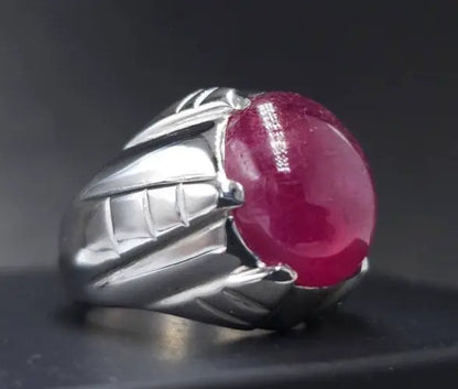 Natural Mens Ruby Ring heated treated Ruby Ring For Men Sterling Silver 925 man - Heavenly Gems