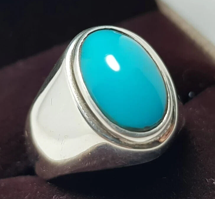 Natural Feroza Rings Real Turquoise Ring Super clean Turquoise ring Shia Rings (Copy) - Heavenly Gems