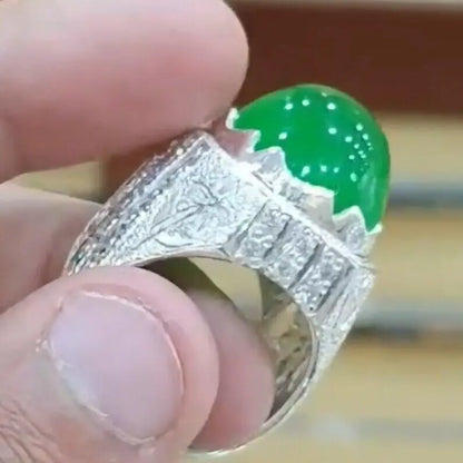 Premium Quality Royal Jadeite Ring Natural 100% Silver 925 Elegance unique ring - Heavenly Gems