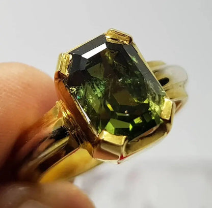 Green sapphire rings men, asscher cut green sapphire ring, teal sapphire, gifts, uni sex - Heavenly Gems