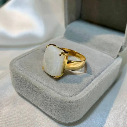 Natural Fire Opal 21k Gold Handmade Ring For Women Opal 21k Gold Womens Ring - Heavenly Gems
