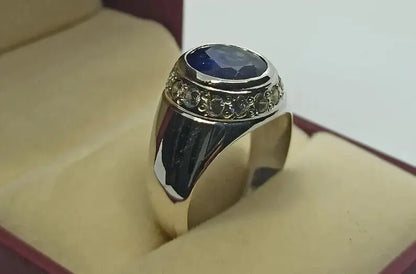 Natural Deep Blue Sapphire Women Ring Sterling Silver 925 Handmade Neelam Ring - Heavenly Gems
