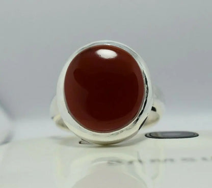 Brown Blood Red Yemeni Aqeeq Ring Agate Akik Aqiq Silver Rings Mens Jewellery - Heavenly Gems