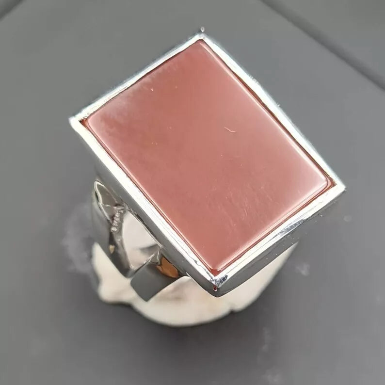 Handmade Men's Yemeni Aqeeq Ring - 925 Sterling Silver with Natural Hakik Agate Stone - Heavenly Gems