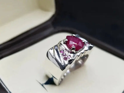 Natural Ruby Ring For Men 925 Sterling Silver Handmade Ruby Mens Ring Gift man - Heavenly Gems
