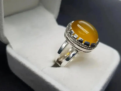 Zard Aqeeq Ring Agate Ring for Men And Women Yemeni Aqeeq Ring For Men 925 Ring - Heavenly Gems