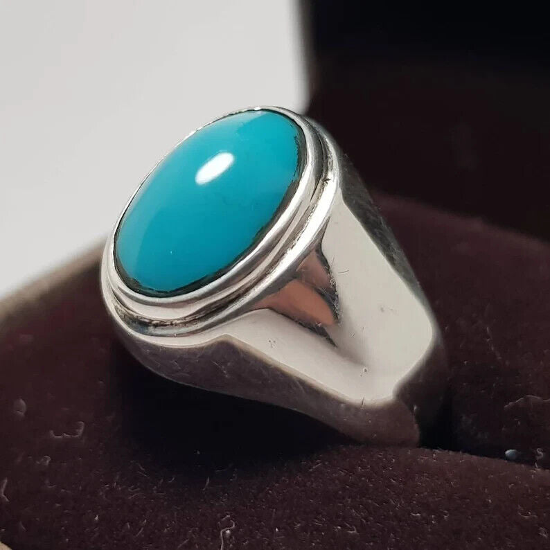 Natural Feroza Rings Real Turquoise Ring Super clean Turquoise ring Shia Rings (Copy) - Heavenly Gems