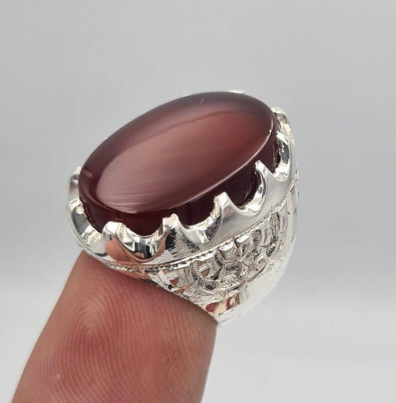 Yemeni Aqeeq ring yaman agate yamani akik hakik aqiq bague handmade jewelry ring - Heavenly Gems