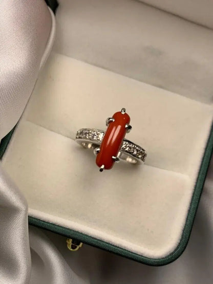 Beautiful Women Red Coral Ring Silver 925 Elegant Ring High Quality Coral unisex - Heavenly Gems
