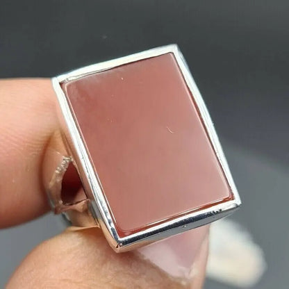 Mens Aqeeq ring in 925 sterling silver handmade Yamani agate stone hakik aqiq - Heavenly Gems