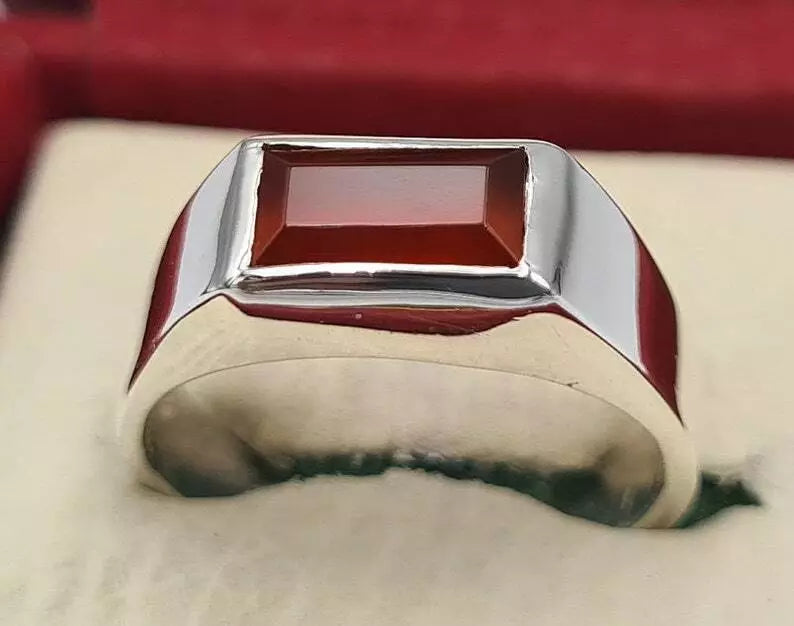 Men's Yemeni Aqeeq Ring - Brown Red Yamani Agate Hakik Akik Bague Jewelry Gift - Heavenly Gems