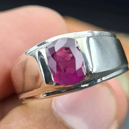 Real purple red Unheated Untreated Ruby Ring Real Dark Red Ruby From Kashmir - Heavenly Gems