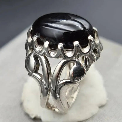 Old yemeni aqeeq ring shifat al abad mens gemstone agate rings hakik ring akik 925 Sterling Silver Ring - Heavenly Gems