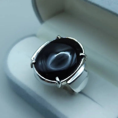 Real Yemeni Aqeeq Ring Kabadi Black Dark Deep Blood Red Aqeeq Ring Akik Ring men Sterling Silver 925 (Premium Quality) - Heavenly Gems