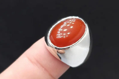 Elegant Mens Real Brown Aqeeq Ring Yemeni Men Shia Rings High Quality Yameni - Heavenly Gems