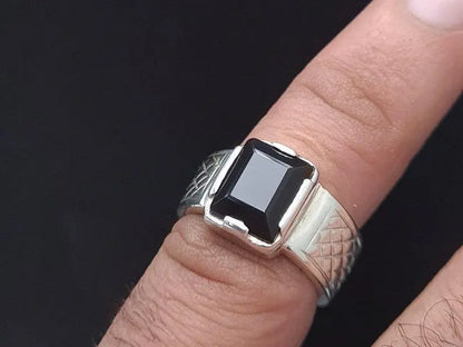 Yemeni Aqeeq Ring Deep Black Red Yamni Agate Ring For Men Natural Agate gift men - Heavenly Gems