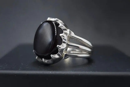 Agate Ring for Men, Oval Cut Gemstone, Artisan Jewelry, Yemeni Aqeeq Stone Ring - Heavenly Gems