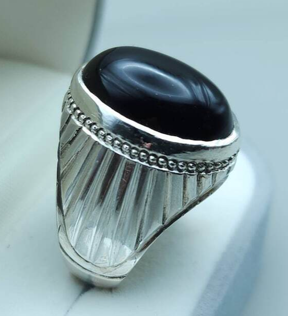 Yemeni Aqeeq Ring Yameni Aqeeq Ring Agate Ring Big Black Kabadi Aqeeq Agate gift - Heavenly Gems