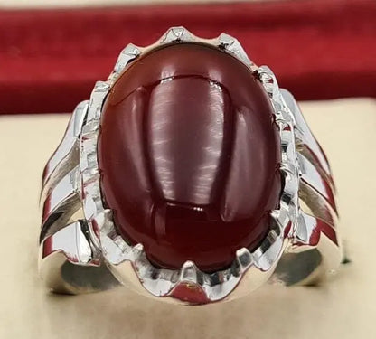 Yemeni Aqeeq Yamani Yamni Yemen Agate Akik Haqiq Ring Sterling Silver Bague Hand - Heavenly Gems