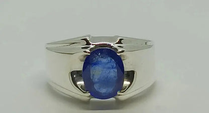 Natural Royal Deep Blue Sapphire Mens Ring Sterling Silver 925 Handmade gift - Heavenly Gems