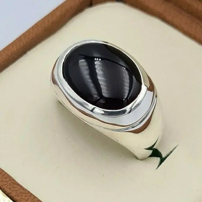 Yemeni Black Blood Red Aqeeq Agate Akik Aqiq Sterling Silver Shia Rings Handmade Mens Jewelry - Heavenly Gems