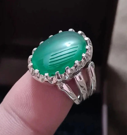 Green Agate natural Green agate green agate slice aqeeq ring carnelian ring lord - Heavenly Gems