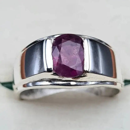 Real purple red Unheated Untreated Ruby Ring Real Dark Red Ruby From Kashmir - Heavenly Gems