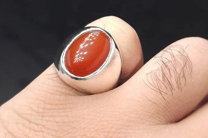 Elegant Mens Real Brown Aqeeq Ring Yemeni Men Shia Rings High Quality Yameni - Heavenly Gems