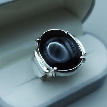 Real Yemeni Aqeeq Ring Kabadi Black Dark Deep Blood Red Aqeeq Ring Akik Ring men Sterling Silver 925 (Premium Quality) - Heavenly Gems