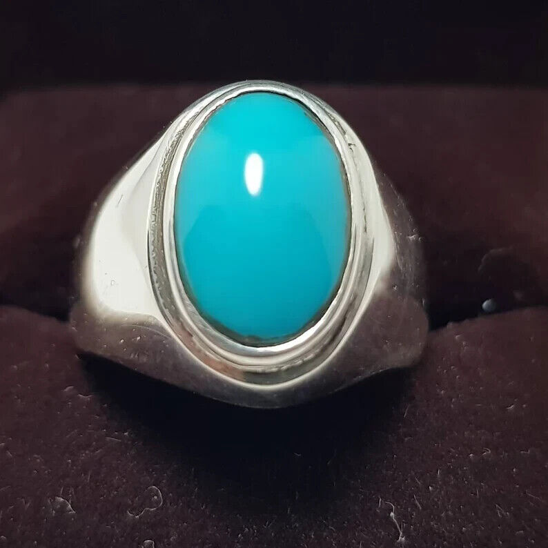 Natural Feroza Rings Real Turquoise Ring Super clean Turquoise ring Shia Rings (Copy) - Heavenly Gems