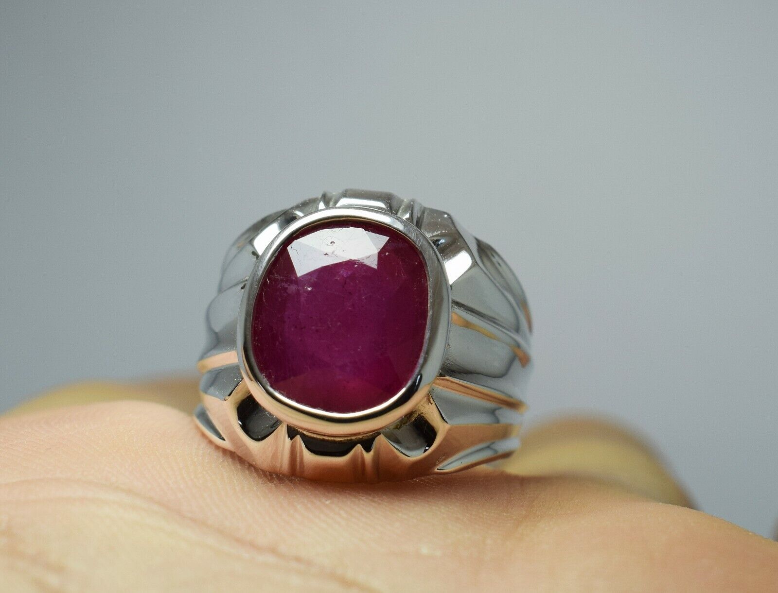 Natural Ruby Ring Pink Ruby Mens Ruby Rings Sterling Silver Ring Handmade Rings - Heavenly Gems