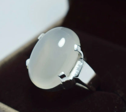 White Yemeni Aqeeq Handcrafted Rings Unisex Gifts Real Gemstones Zodiac Jewelry - Heavenly Gems