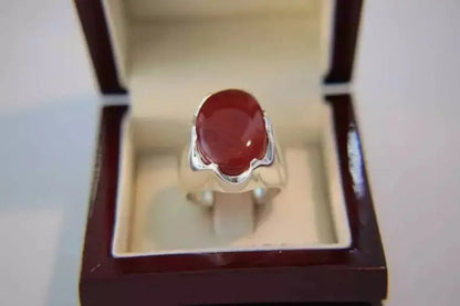 Beautiful Blood Red Yemeni Aqeeq Ring Natural Yamni Akik Aqiq Bague Handmade - Heavenly Gems