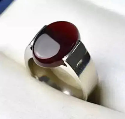 Natural Dark Brown Yemeni Aqeeq Ring for Men & Women - Sterling Silver 925 - Heavenly Gems
