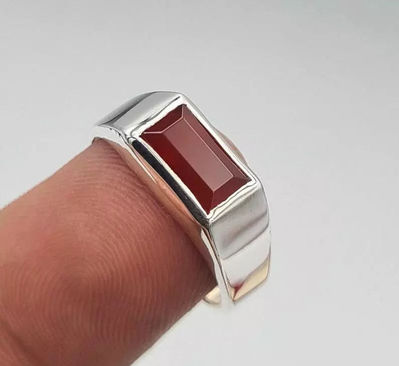 Men's Yemeni Aqeeq Ring - Brown Red Yamani Agate Hakik Akik Bague Jewelry Gift - Heavenly Gems