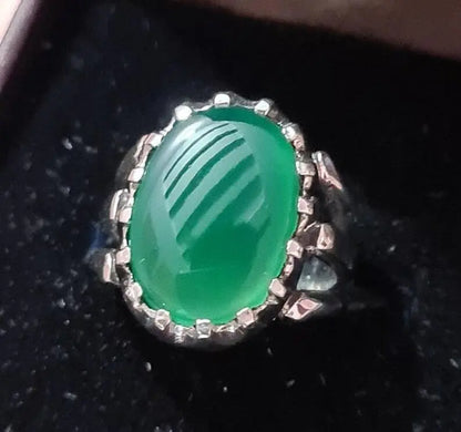 green Agate natural Green agate green agate slice aqeeq ring carnelian ring lord - Heavenly Gems